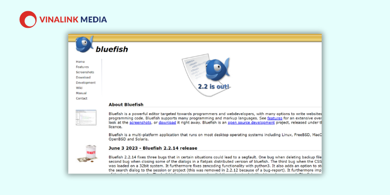 Phần mềm thiết kế web Bluefish
